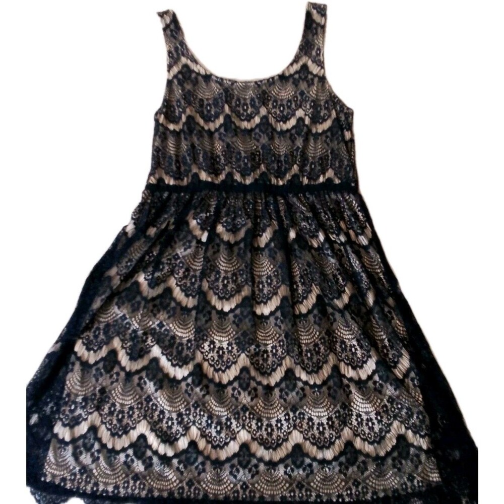 Women's Altard State White‎ W Blue Lace Overlay  Dress Size Medium